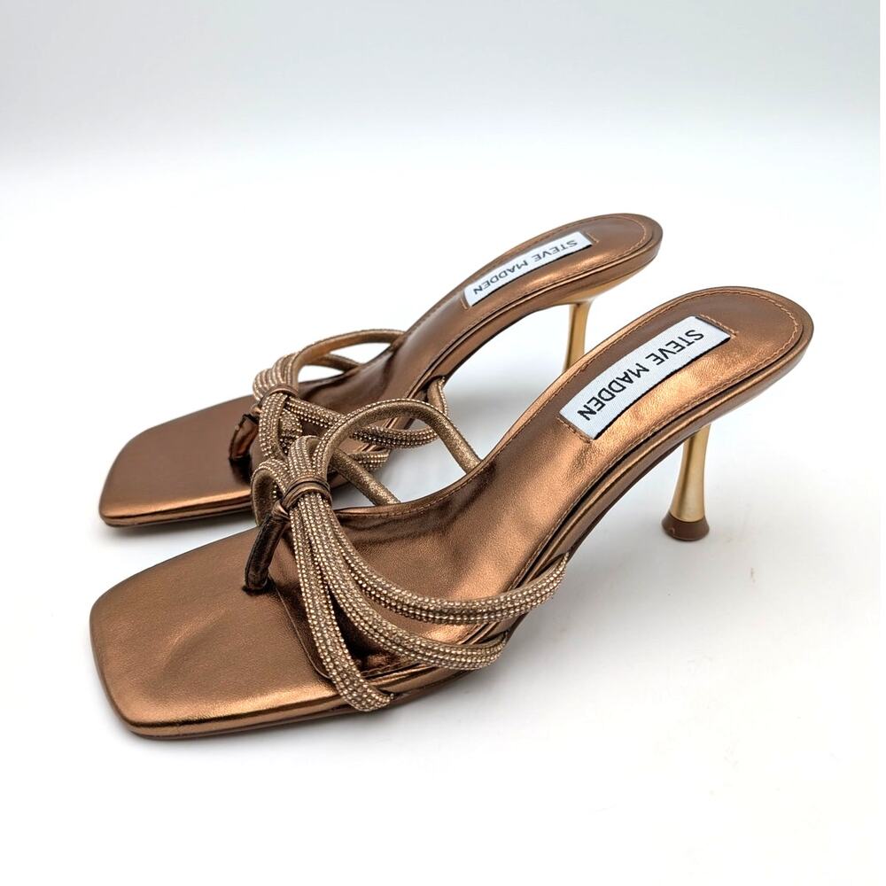 Steve Madden Jazzee Embellished Slide Sandal Women's Bronze Size US6.5M EU37.5